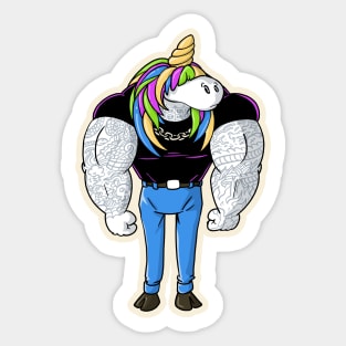 Tattooed and muscular unicorn Sticker